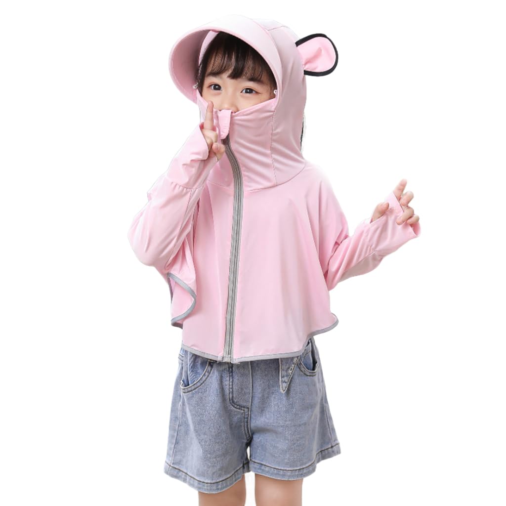 PALAY Sunscreen Jacket for Girls, UPF 50+ Sun Protection Hoodie Jacket for Girl Kid Long Sleeve Wide Brim Hat Summer Coat with Face Mask for Hiking Outdoor 110-130cm Girl PALAY Sunscreen Jacket for Girls, UPF 50+ Sun Protection Hoodie Jacket for Girl Kid Long Sleeve Wide Brim Hat Summer Coat with Face Mask for Hiking Outdoor 110-130cm Girl